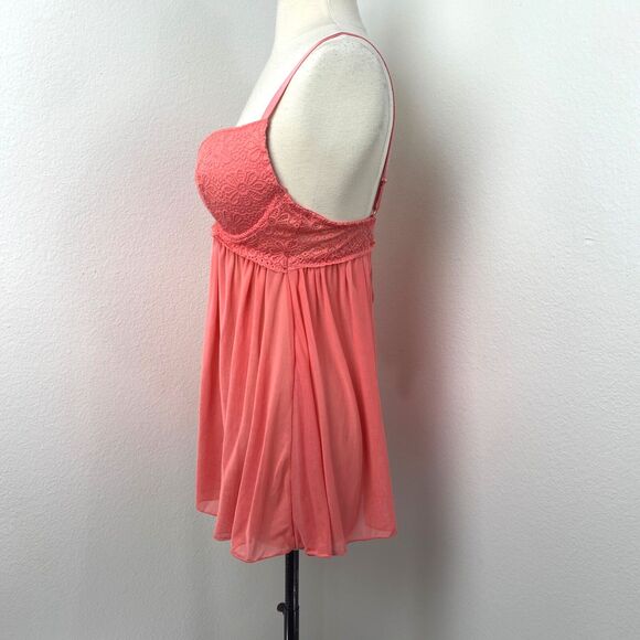 Coral Intimates Babydoll Sheer Lacy Camisole Lingerie Large Padded Bra Sexy Play - Picture 5 of 9